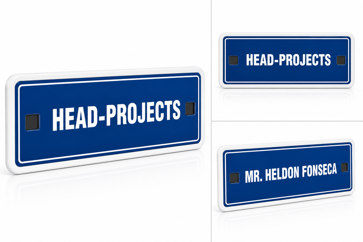 Powder Coated Name Plate with  Sticker.