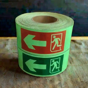 VisualMitra Autoglow Floor Tape - Exit Direction with Arrow.