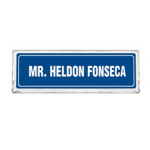 Table Top Acrylic (Transparent) Name Plate with Sticker - Dualside.