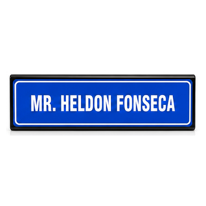 Table Top Acrylic (Black)  Name Plate with Sticker - Dualside.