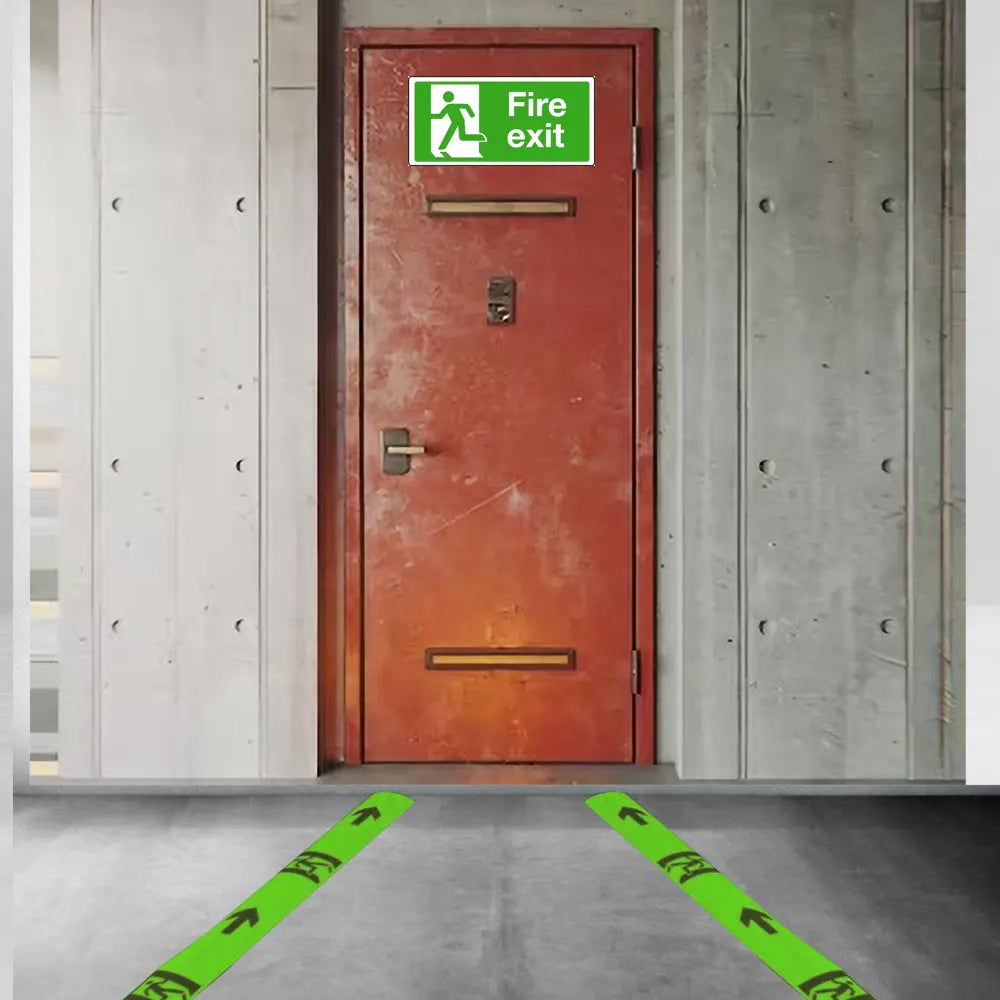 VisualMitra Autoglow Floor Tape - Exit Direction with Arrow.
